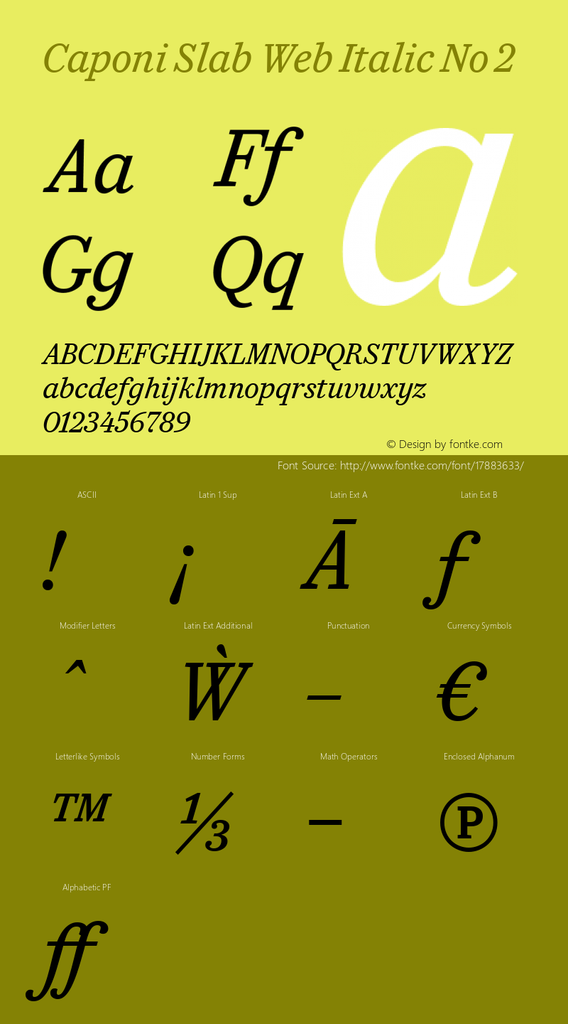 Caponi Slab Web Italic No 2 Version 1.1 2013图片样张