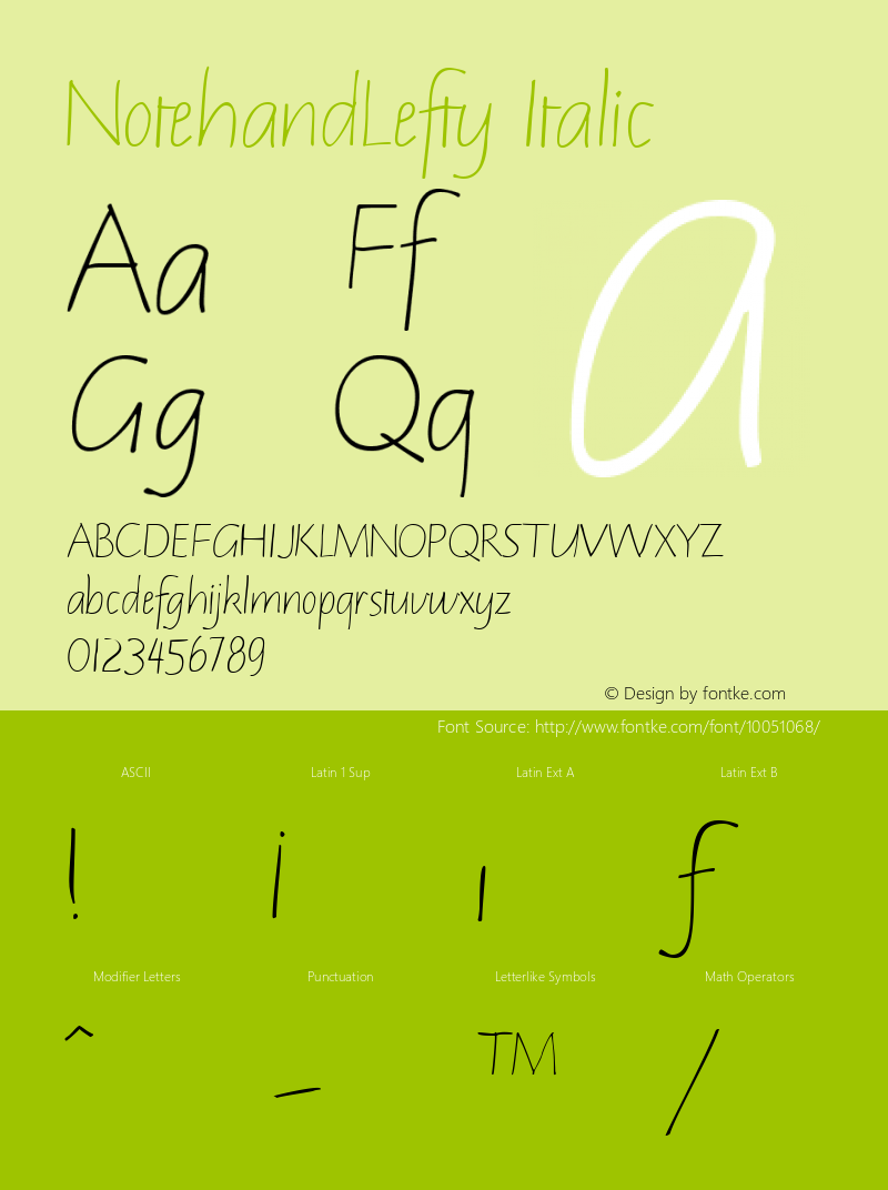 NotehandLefty Italic The WSI-Fonts Professional Collection图片样张