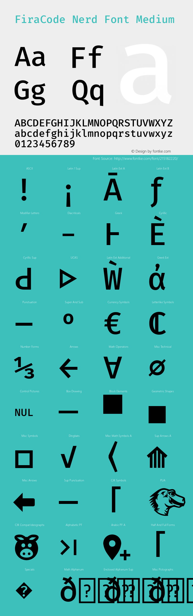 Fira Code Medium Nerd Font Complete Version 6.002;Nerd Fonts 2.1.0图片样张