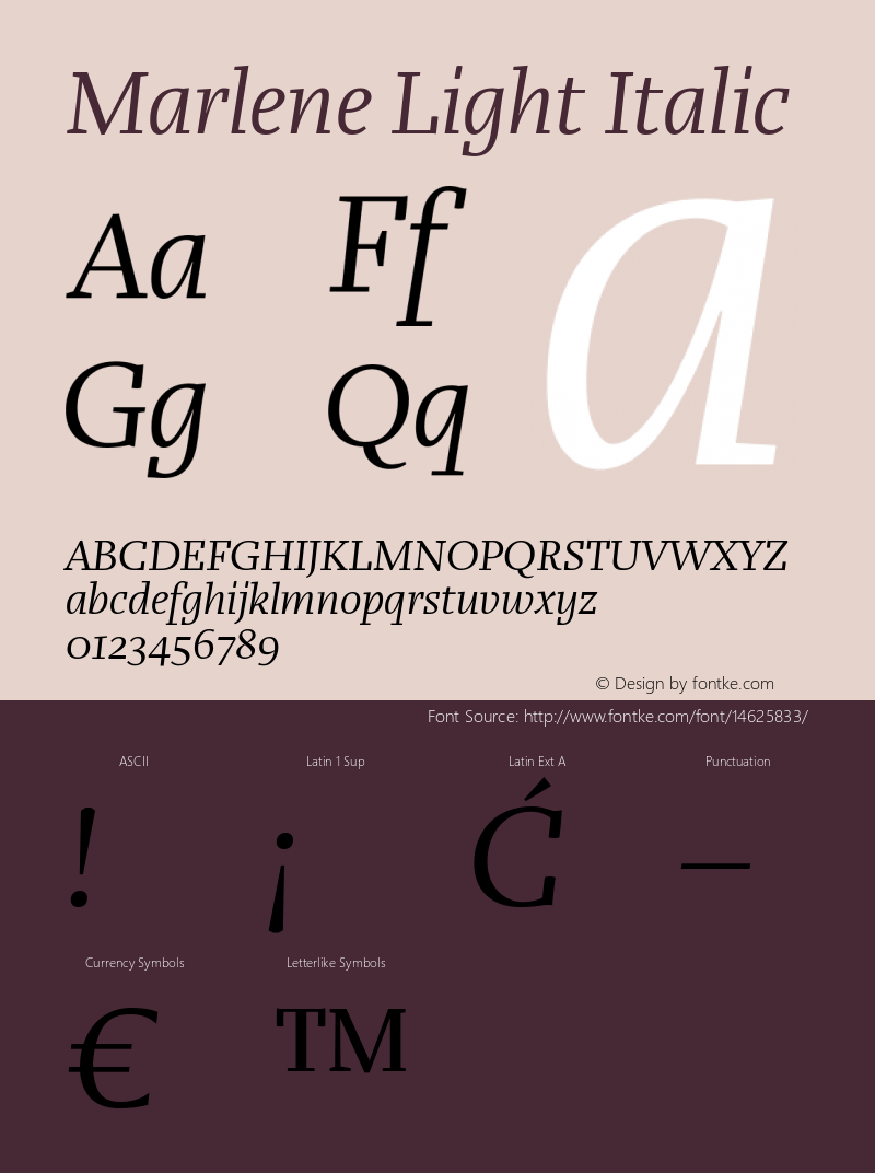 Marlene Light Italic Version 1.0图片样张