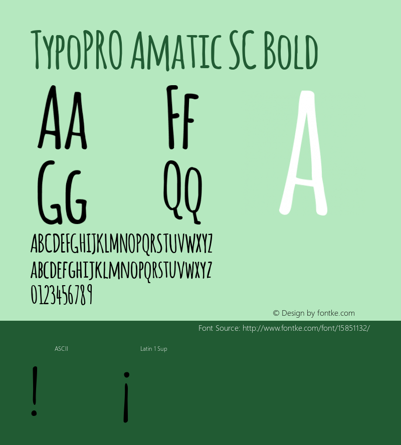 TypoPRO Amatic SC Bold Version 2.000; ttfautohint (v0.92-dirty) -l 8 -r 50 -G 50 -x 0 -w 