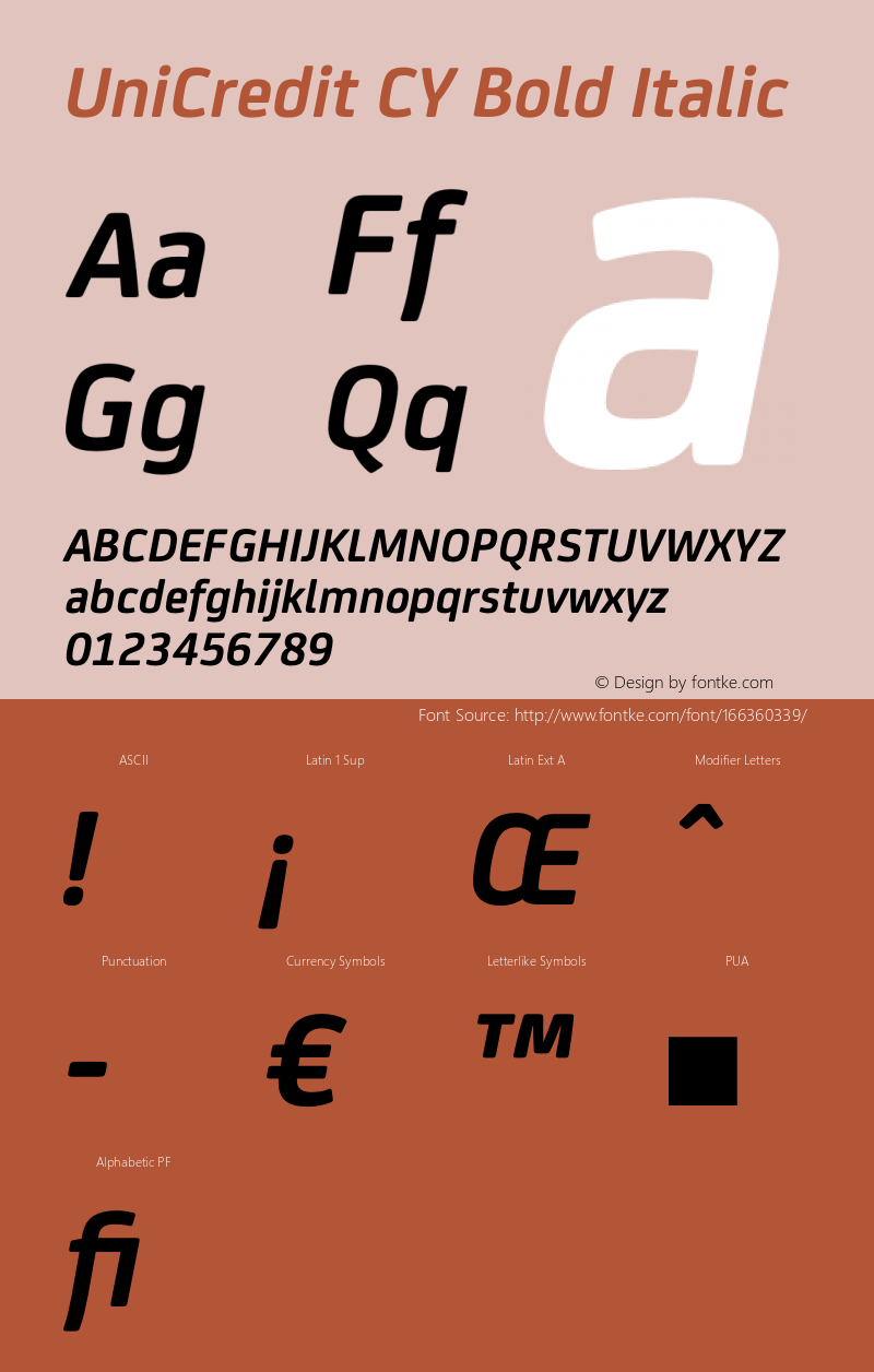 Uni Credit CY Bold Italic Version 1.002图片样张