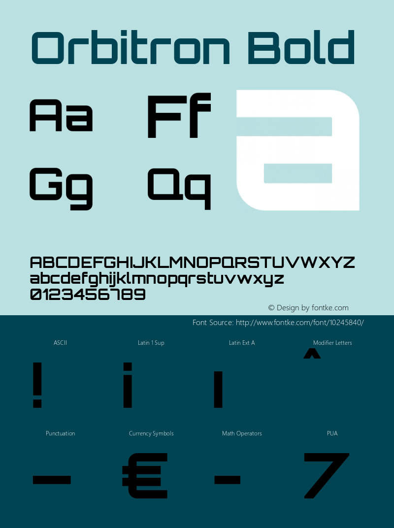 Orbitron Bold Unknown图片样张