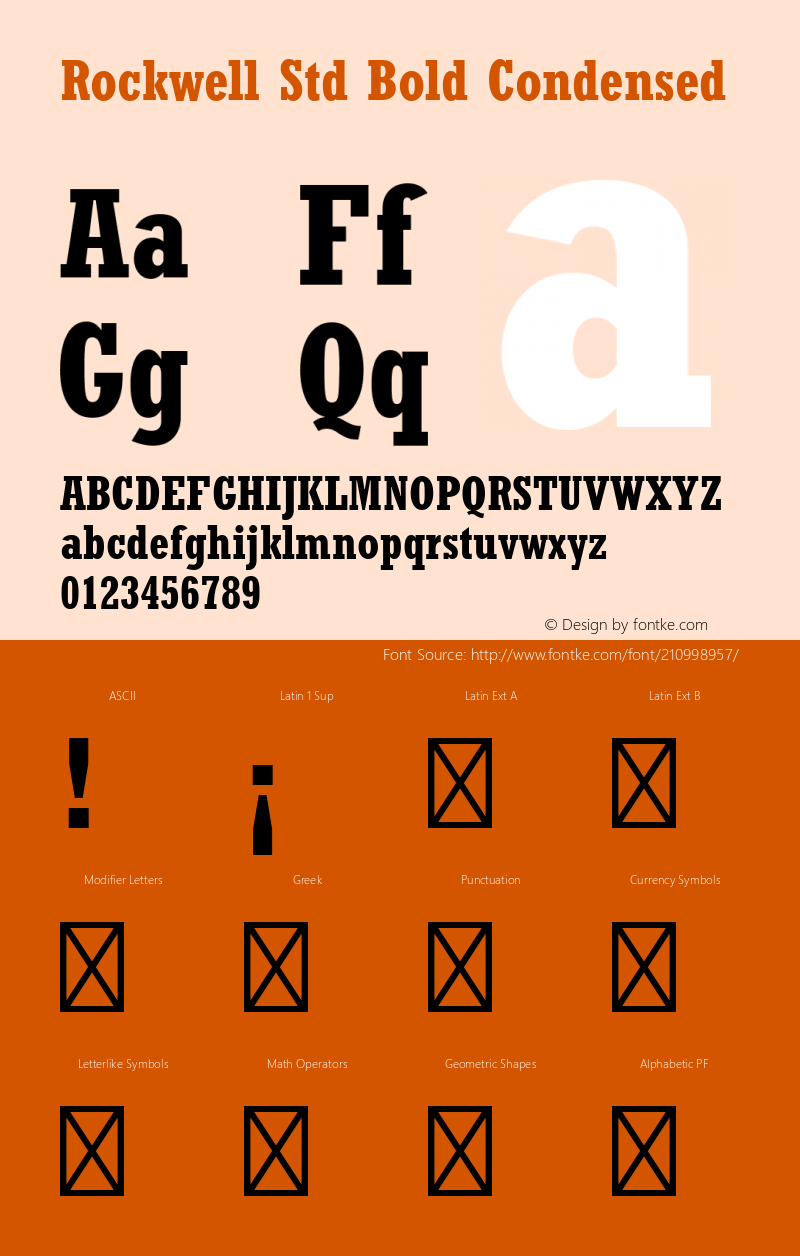 Rockwell Std Bold Condensed Version 1.00 Build 1000图片样张