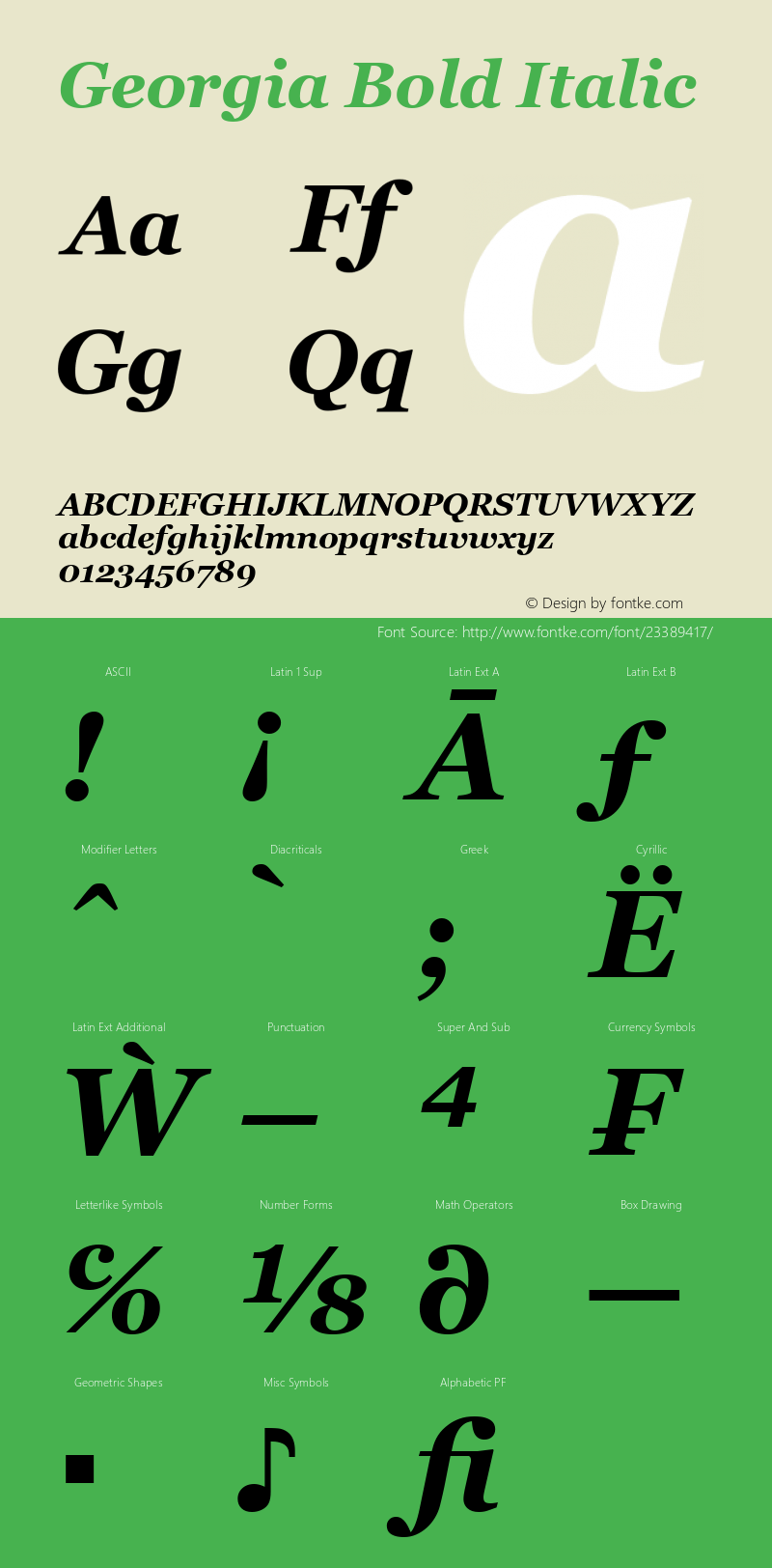 Georgia Bold Italic Version 5.00图片样张