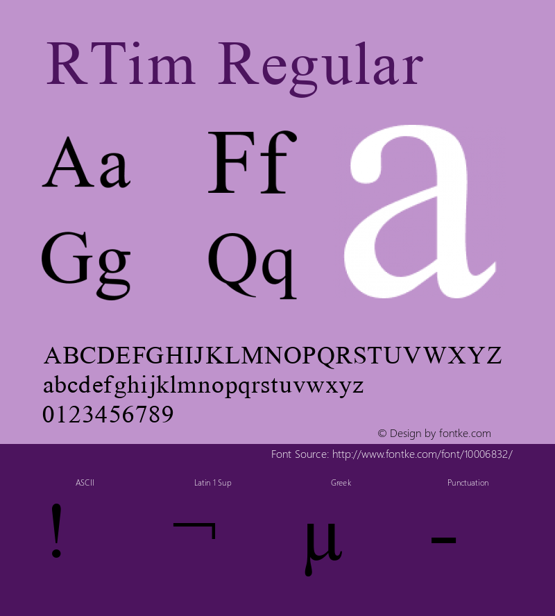 RTim Regular Macromedia Fontographer 4.1 10/22/99图片样张
