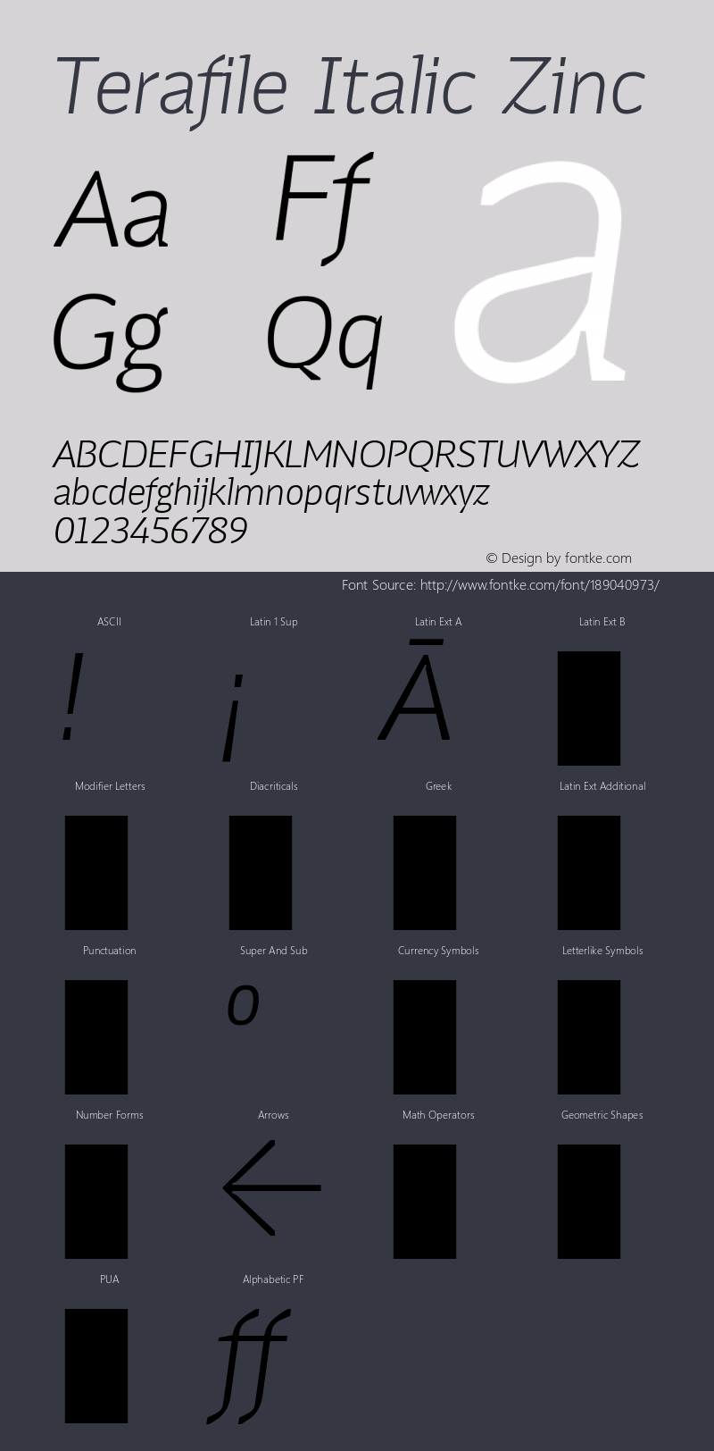 Terafile Italic Zinc Version 1.000图片样张