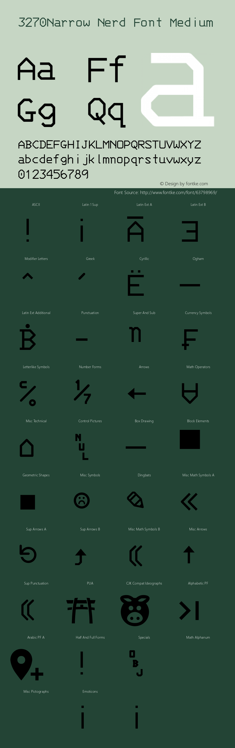 3270 Narrow Nerd Font Complete Version 001.000;Nerd Fonts 2图片样张