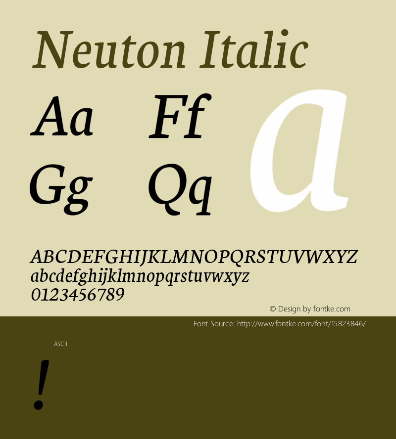 Neuton Italic Version 1.32 ; ttfautohint (v1.4.1)图片样张