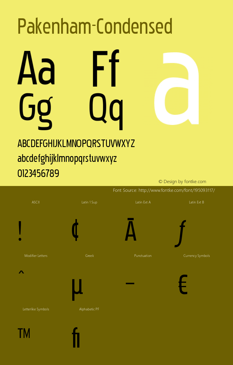 ☞Pakenham-Condensed Version 001.000 ; ttfautohint (v1.5);com.myfonts.easy.larabie.pakenham.cond.wfkit2.version.Kxu图片样张