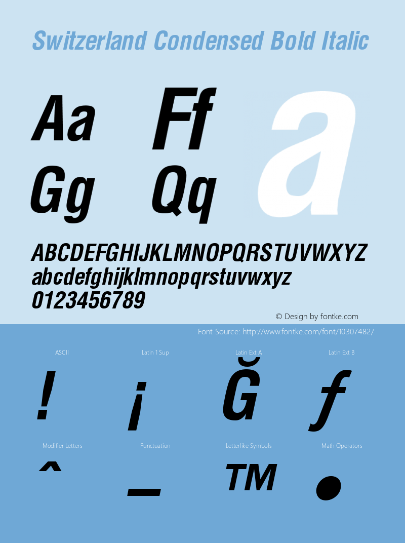 Switzerland Condensed Bold Italic 0.0图片样张