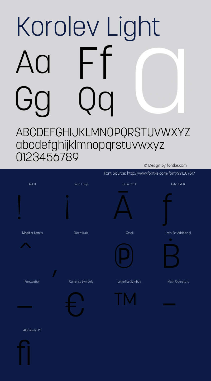 Korolev Light Version 5.000;hotconv 1.0.109;makeotfexe 2.5.65596图片样张