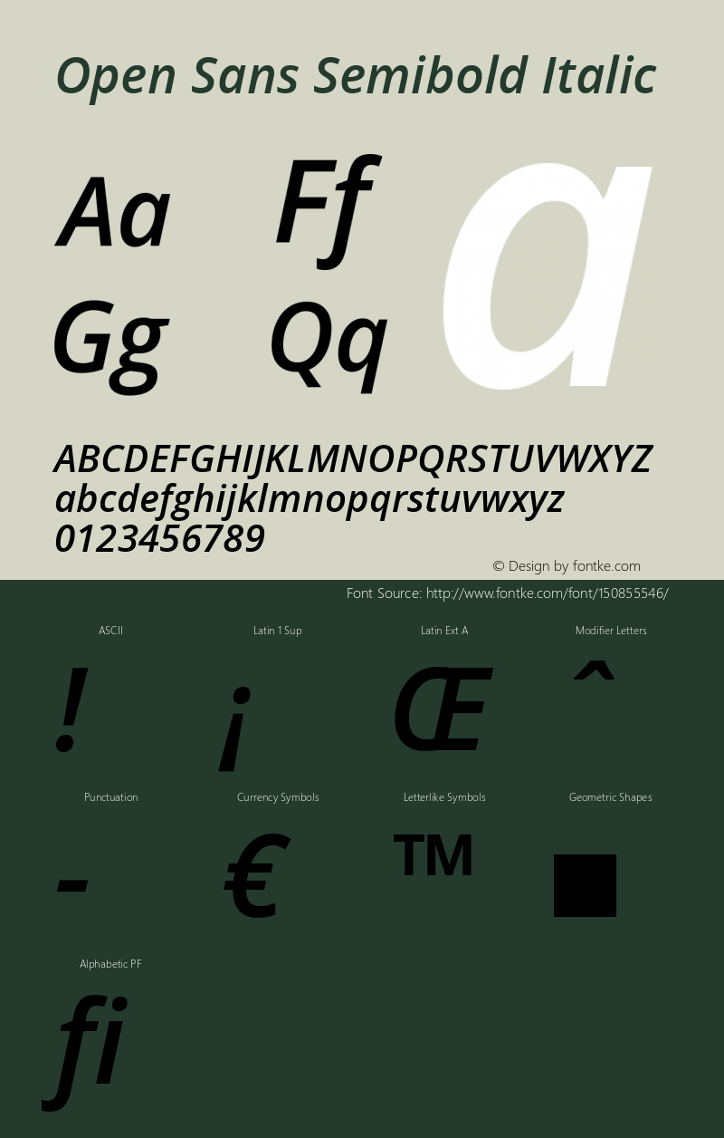 Open Sans Semibold Italic Version 1.10图片样张