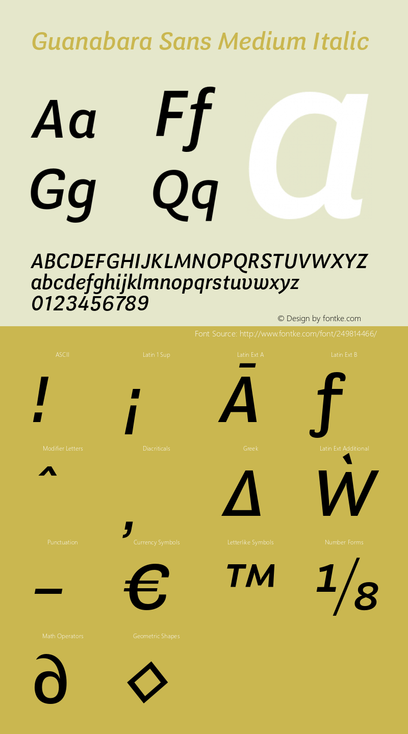 Guanabara Sans Medium Italic Version 2.001;PS 002.001;hotconv 1.0.70;makeotf.lib2.5.58329图片样张