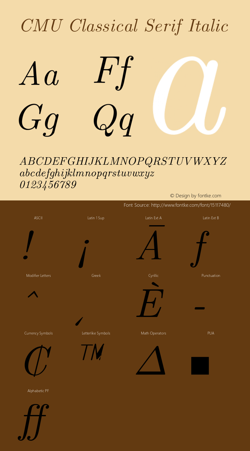 CMU Classical Serif Italic Version 0.7.0图片样张