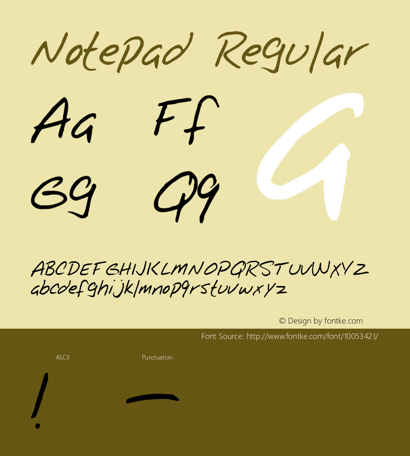 Notepad Regular Altsys Fontographer 3.5  9/13/92图片样张