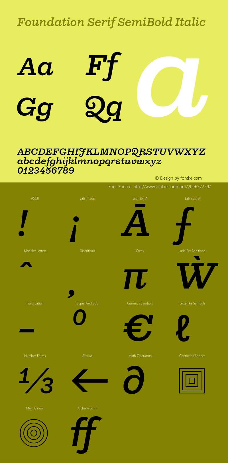 Foundation Serif SemiBold Italic Version 1.001图片样张