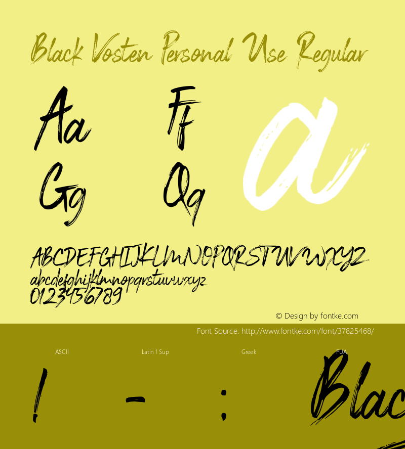 BlackVostenPersonalUse Version 1.00;August 21, 2019;FontCreator 11.5.0.2427 32-bit图片样张