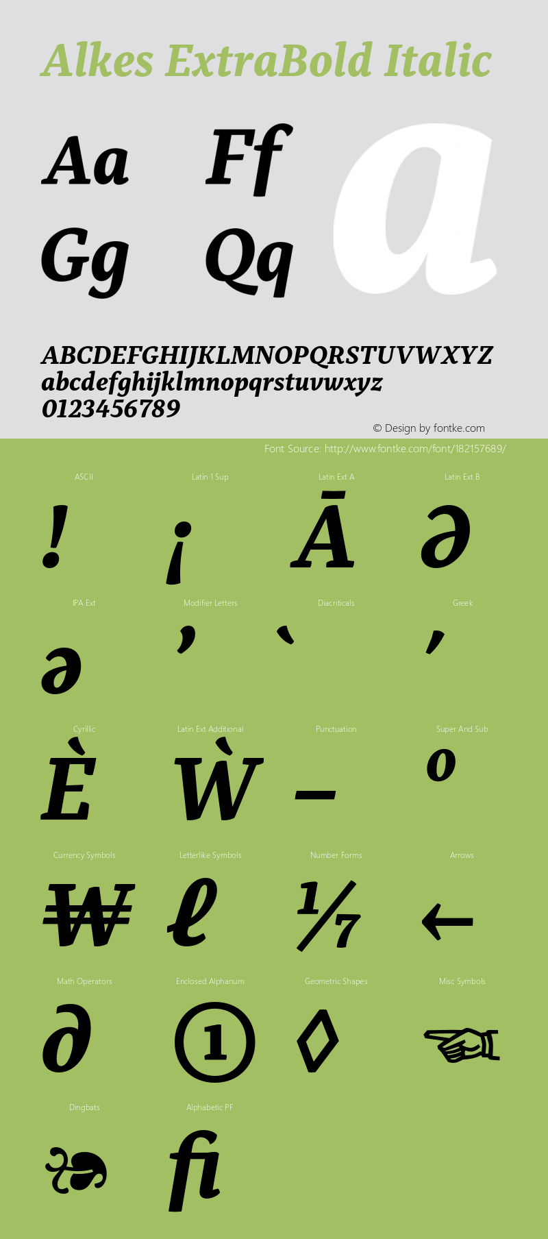Alkes ExtraBold Italic Version 1.000;hotconv 1.0.109;makeotfexe 2.5.65596图片样张