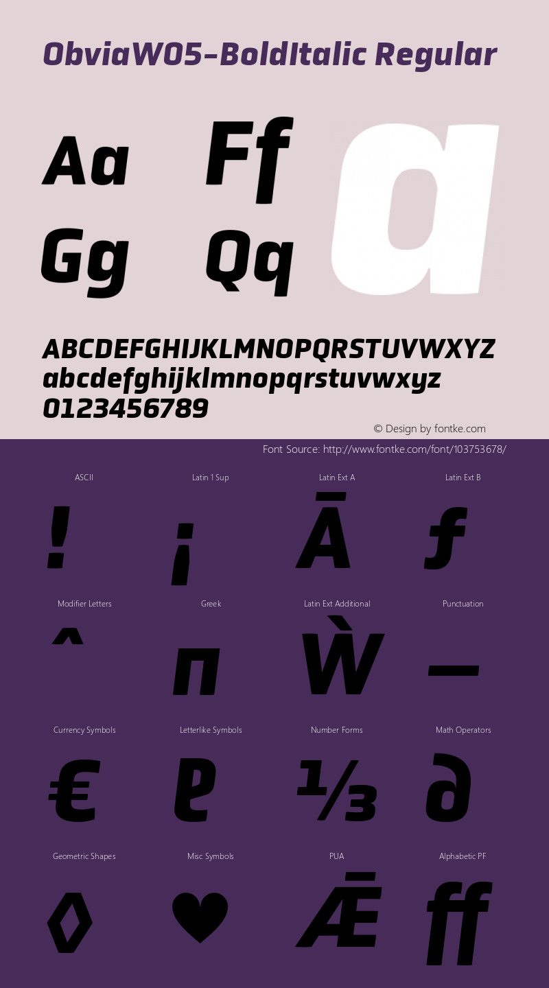 Obvia W05 Bold Italic Version 6.006图片样张