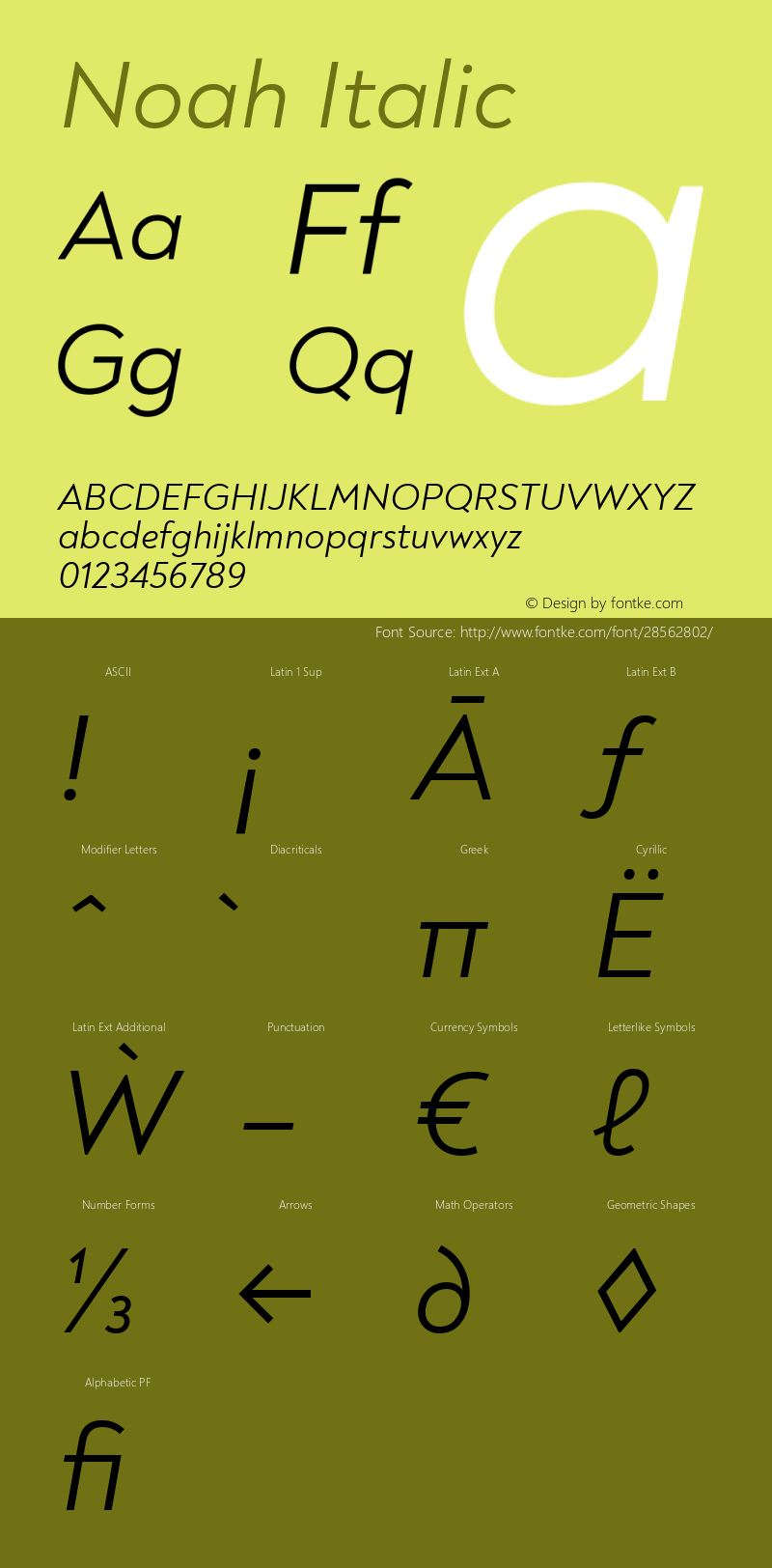 Noah Regular Italic Version 1.000; ttfautohint (v1.8)图片样张