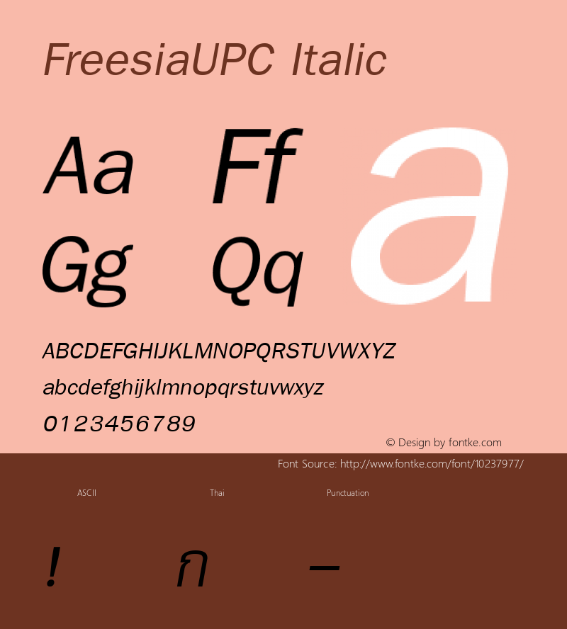 FreesiaUPC Italic Version 2.20图片样张