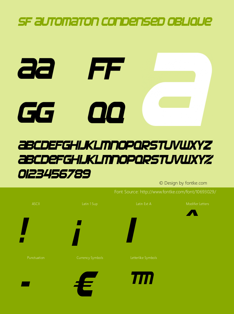 SF Automaton Condensed Oblique ver 1.0; 2000.图片样张