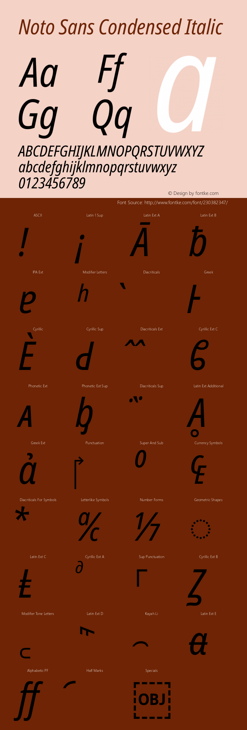 Noto Sans Condensed Italic Version 2.008图片样张
