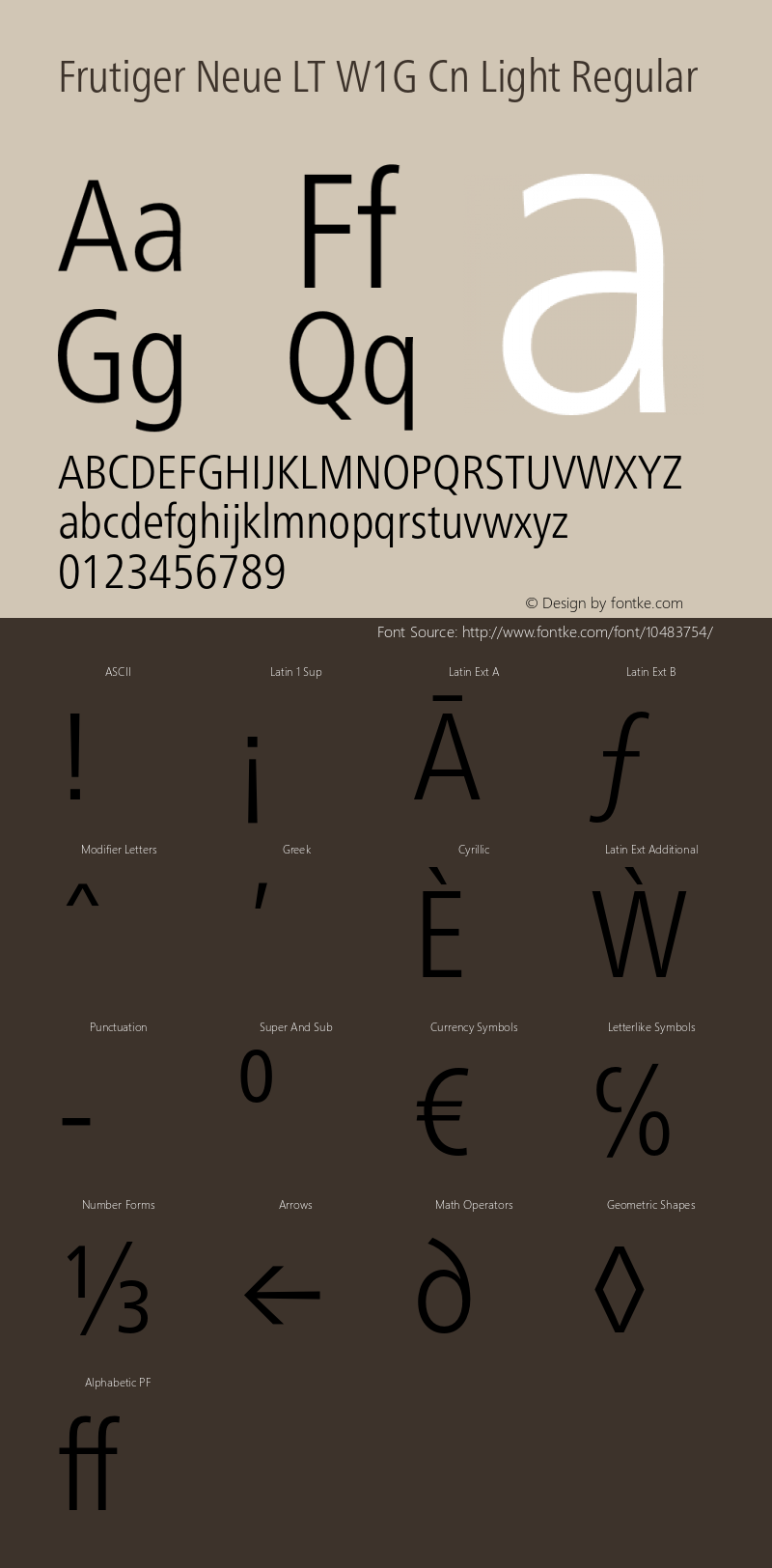 Frutiger Neue LT W1G Cn Light Regular Version 1.00图片样张