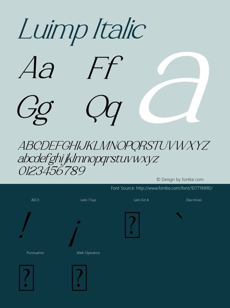 Luimp Italic Version 1.00;November 3, 2020;FontCreator 12.0.0.2563 64-bit图片样张