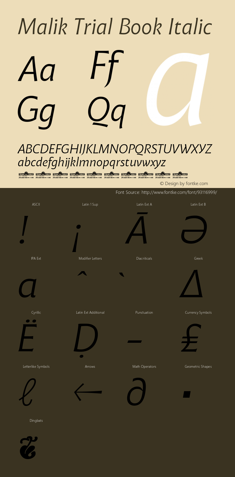 Malik Trial Book Italic Version 1.000图片样张