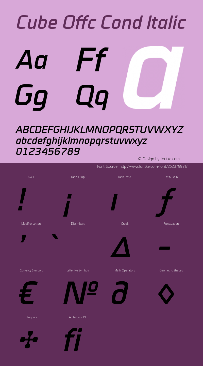 Cube Offc Cond Italic Version 7.504; 2012; Build 1021图片样张