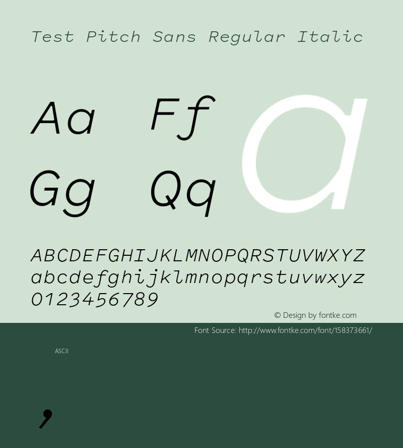 Test Pitch Sans  Italic Version 1.001;PS 1.1;hotconv 16.6.51;makeotf.lib2.5.65220图片样张