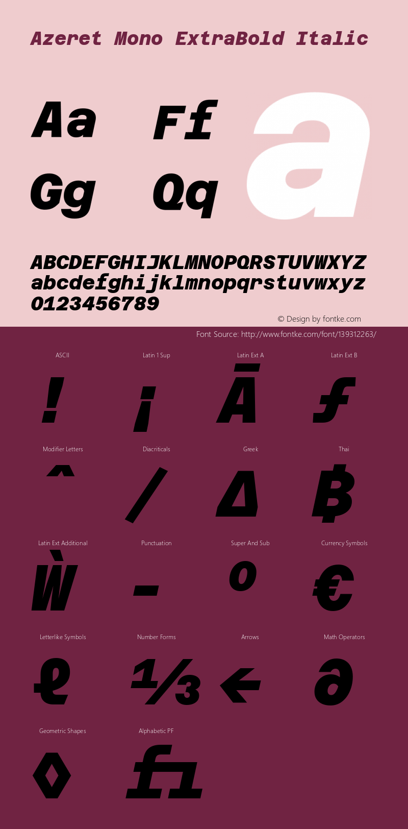 Azeret Mono ExtraBold Italic Version 1.000; Glyphs 3.0.3, build 3074图片样张