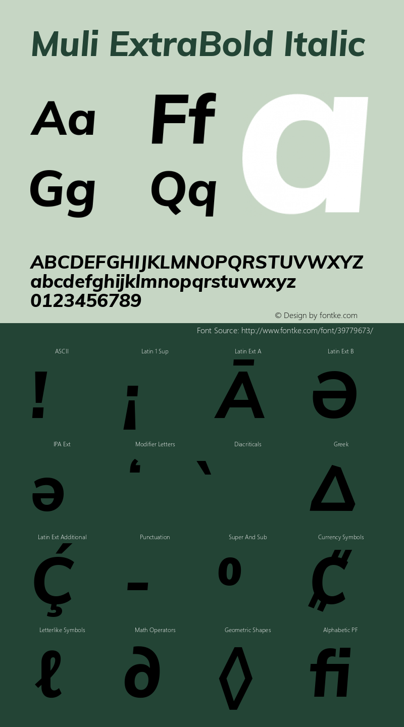 Muli ExtraBold Italic Version 2.000图片样张