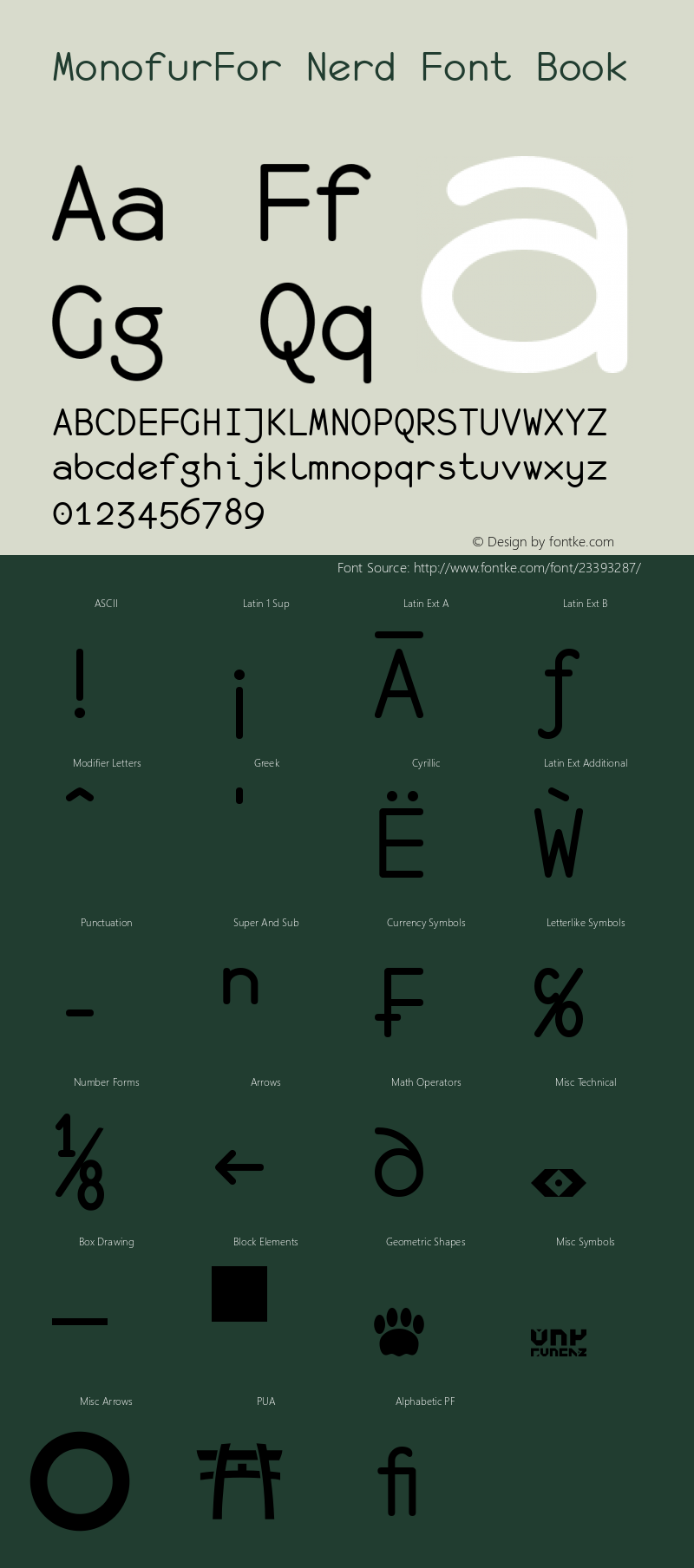 monofur for  Nerd Font Complete 1.0 2000-03-28图片样张