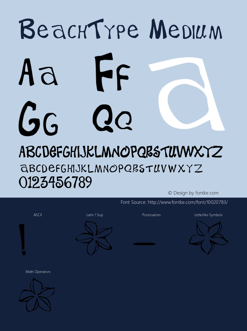 BeachType Medium Altsys Fontographer 4.0 4/21/95图片样张