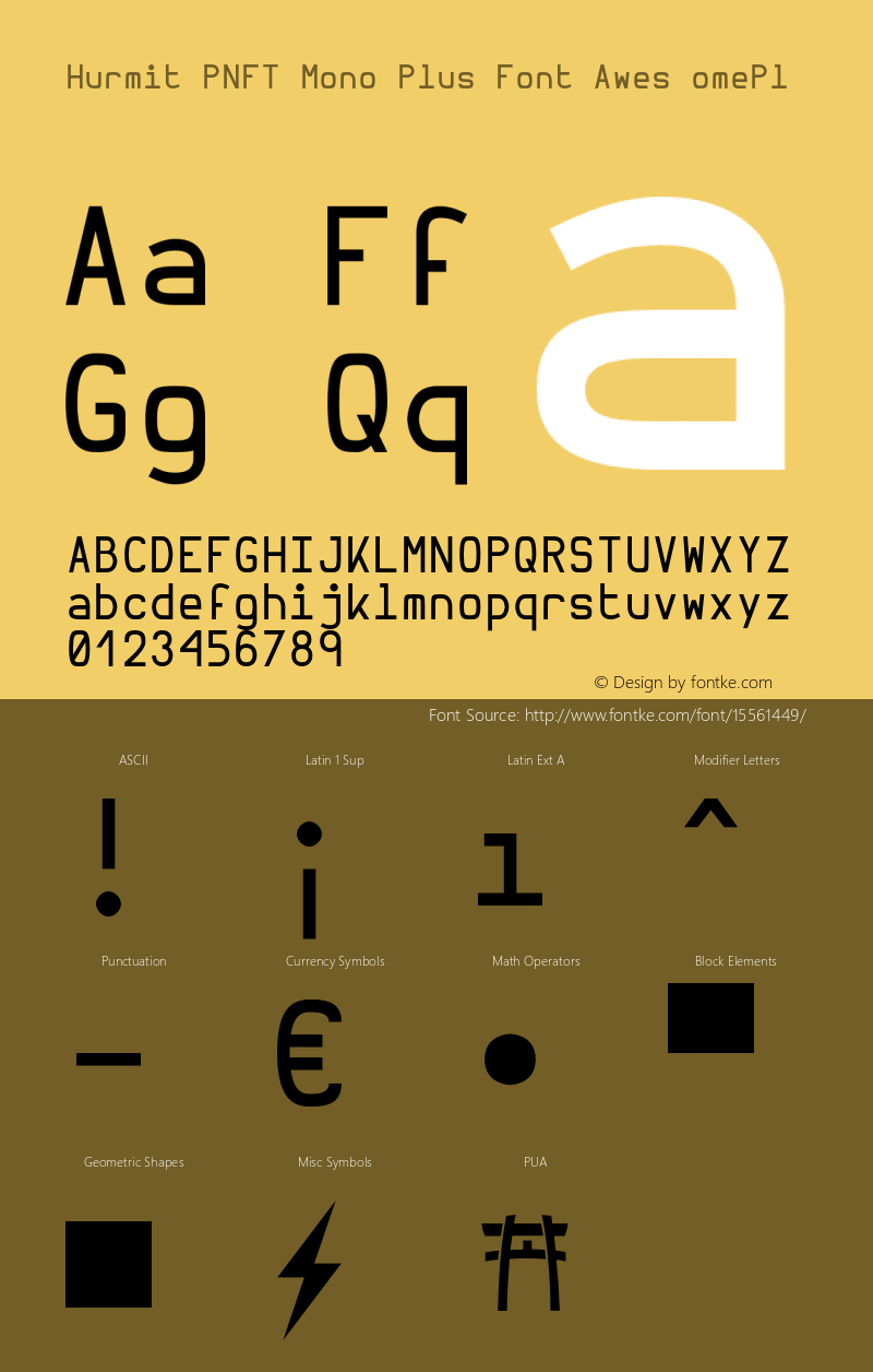 Hurmit PNFT Mono Plus Font Awes omePl Version 1.21;Nerd Fonts 0.4.图片样张