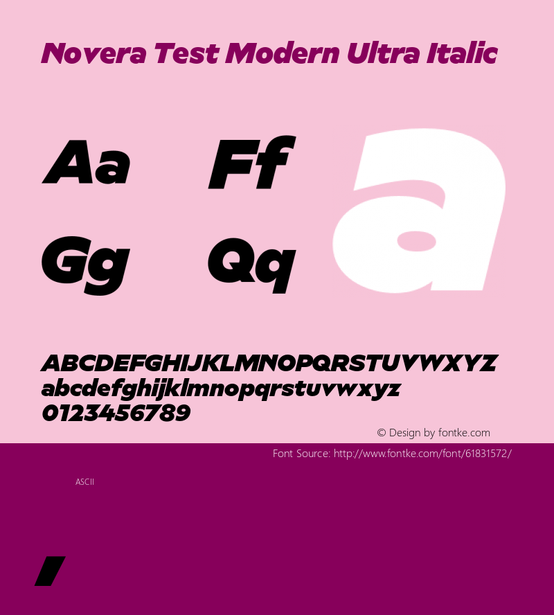 Novera Test Modern Ultra Italic Version 1.000;hotconv 1.0.109;makeotfexe 2.5.65596图片样张