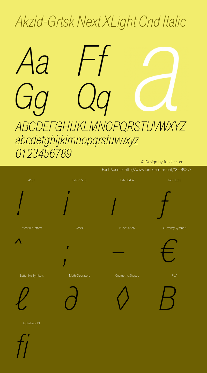 Akzid-Grtsk Next XLight Cnd Italic Version 001.001;Core 1.0.01;otf.5.04.2741;13.02W图片样张