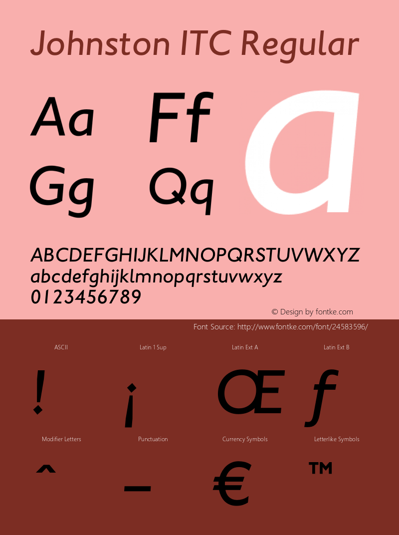 Johnston ITC Medium Italic Version 1.01图片样张