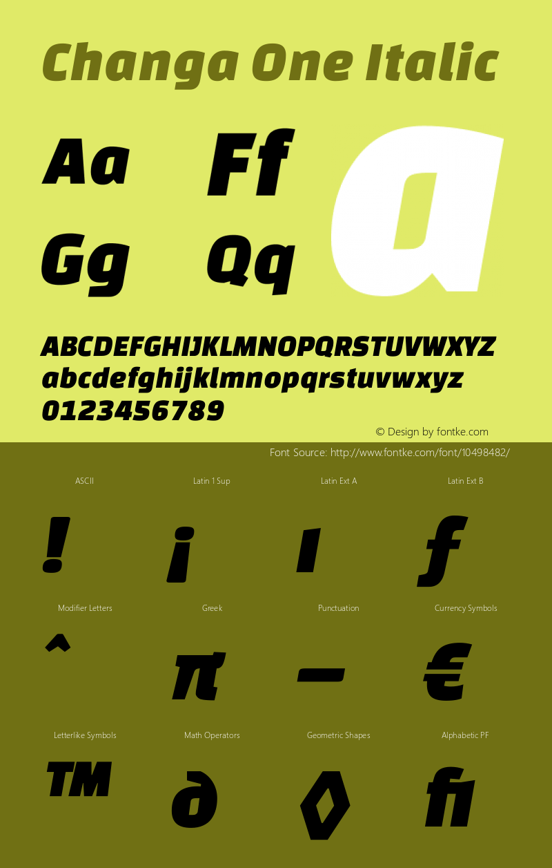 Changa One Italic Version 1.003图片样张