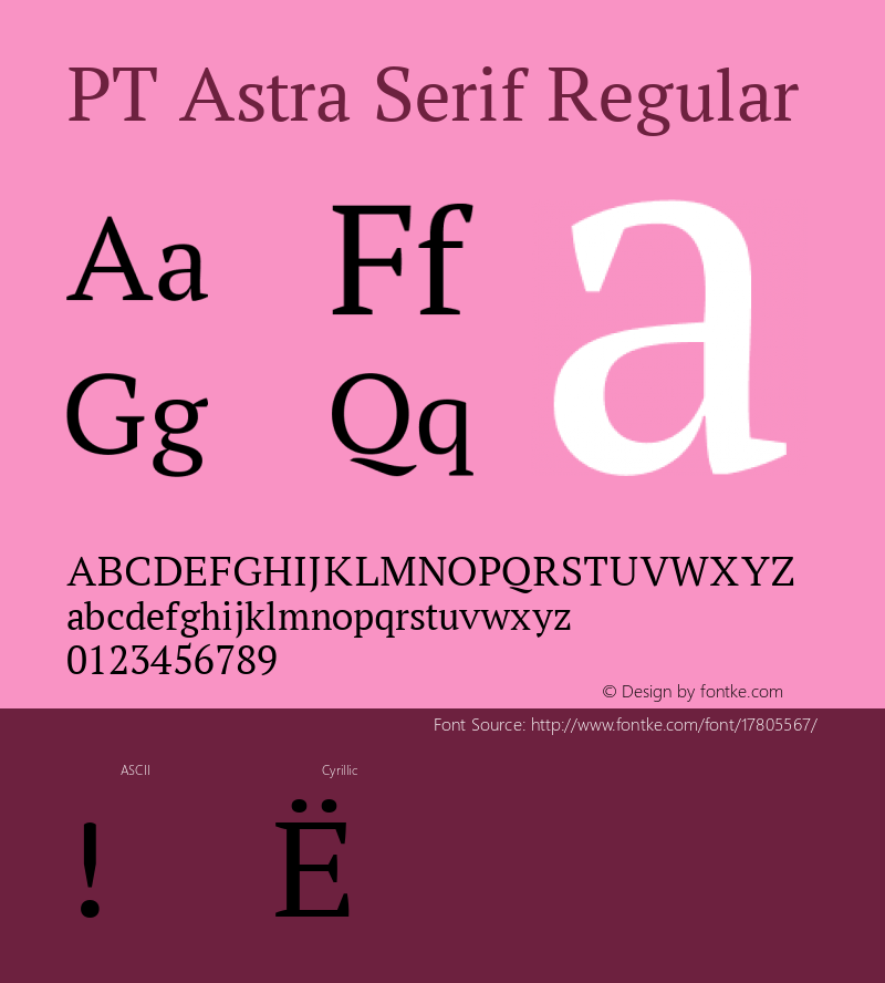 PT Astra Serif Regular Version 1.001; ttfautohint (v1.4.1)图片样张