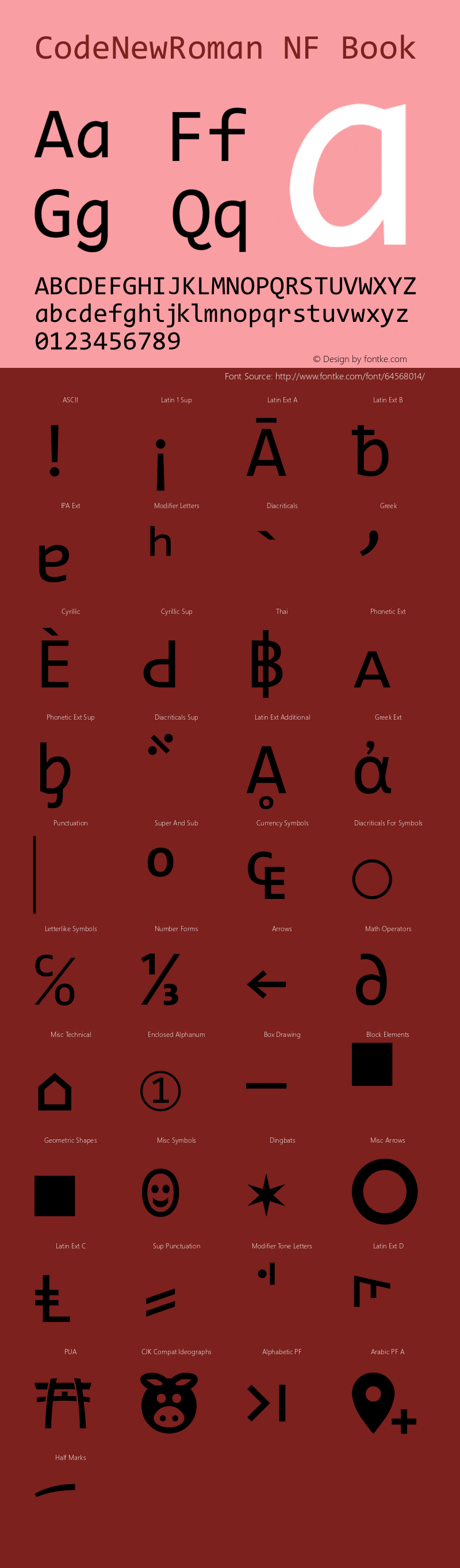 Code New Roman Nerd Font Complete Windows Compatible Version 2.00 November 29, 2014图片样张