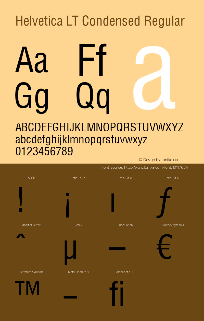 Helvetica LT Condensed Regular Version 6.1; 2002图片样张