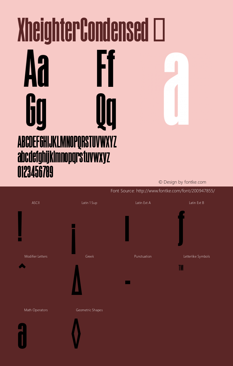 ☞Xheighter Condensed Macromedia Fontographer 4.1.3 5/1/02; ttfautohint (v1.5);com.myfonts.easy.typeart.xheighter-condensed.regular.wfkit2.version.2WNv图片样张