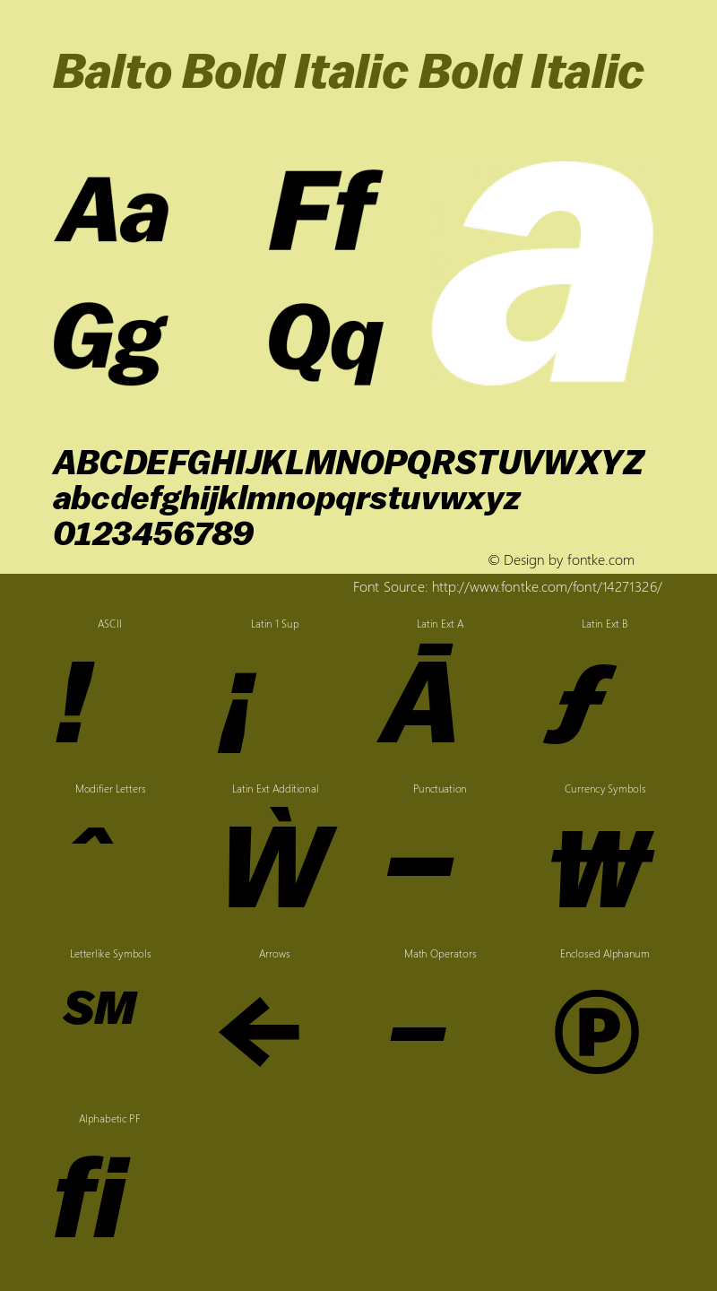 Balto Bold Italic Bold Italic Version 1.000图片样张