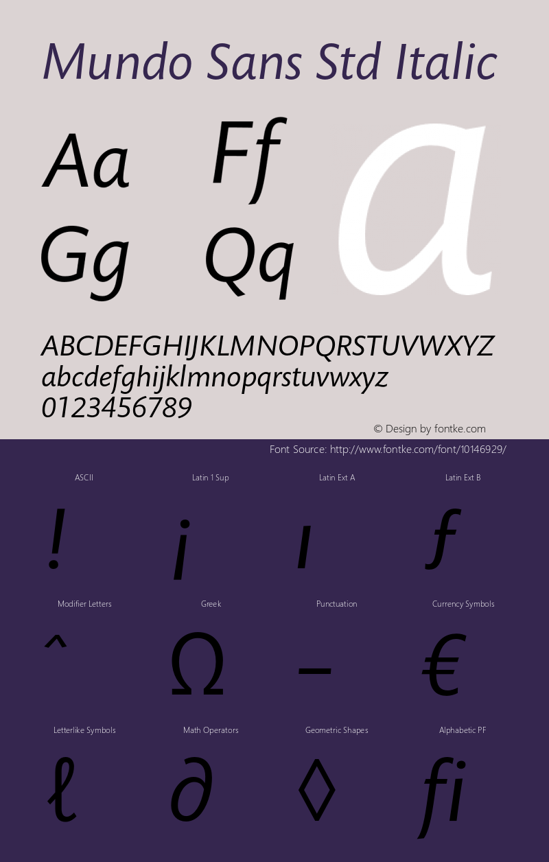 Mundo Sans Std Italic Version 1.000;PS 001.000;hotconv 1.0.38图片样张