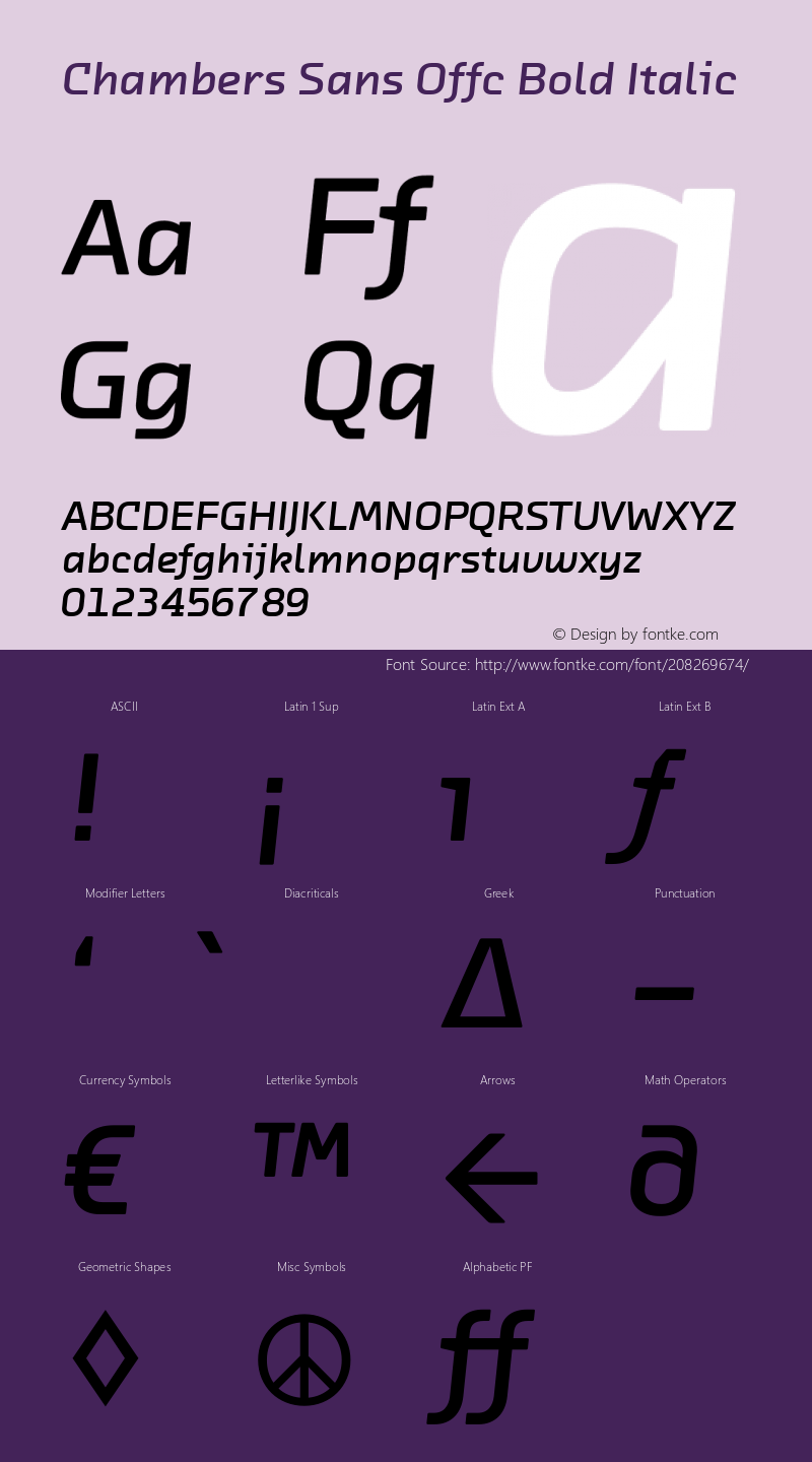 Chambers Sans Offc Bold Italic Version 7.504; 2010; Build 1021图片样张