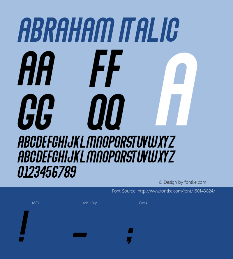 Abraham Italic Demo Italic Version 1.00;January 22, 2020;FontCreator 12.0.0.2535 64-bit图片样张